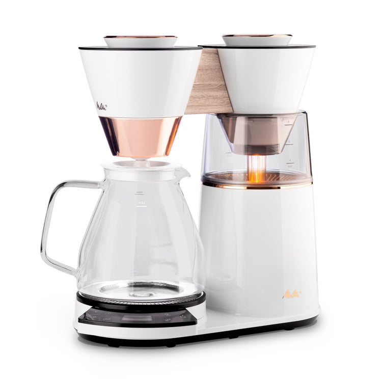 Vision 12-Cup Luxe Drip Coffee Maker with Revolving Dashboard Copper White