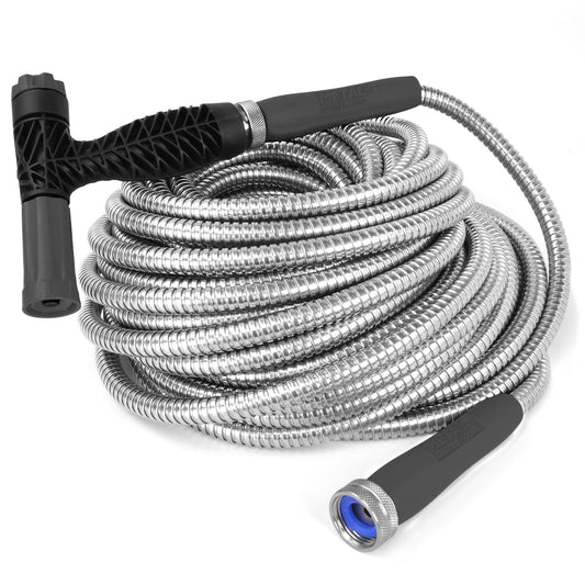 Metal Garden Hose® Lite with 2-in-1 Nozzle - Black - 125 ft
