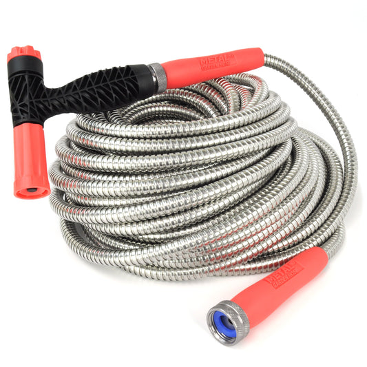 Metal Garden Hose® Lite with 2-in-1 Nozzle - Coral - 100 ft