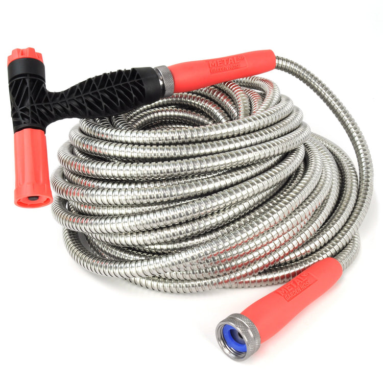 Metal Garden Hose® Lite with 2-in-1 Nozzle - Coral - 125 ft