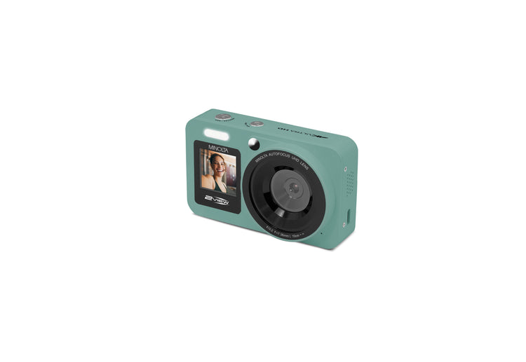 Green digital camera on a white background
