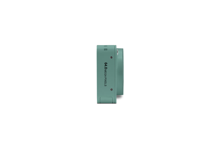 Two green electronic devices on a white background