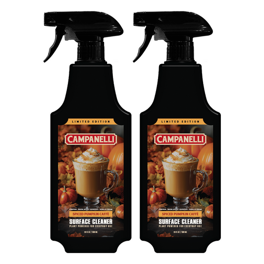 Two bottles of Campanelli surface cleaner on a white background
