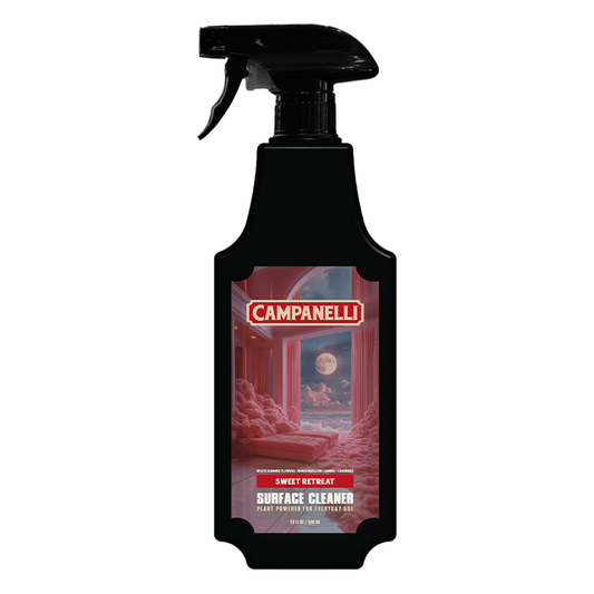 Campanelli surface cleaner bottle with a decorative label on a white background