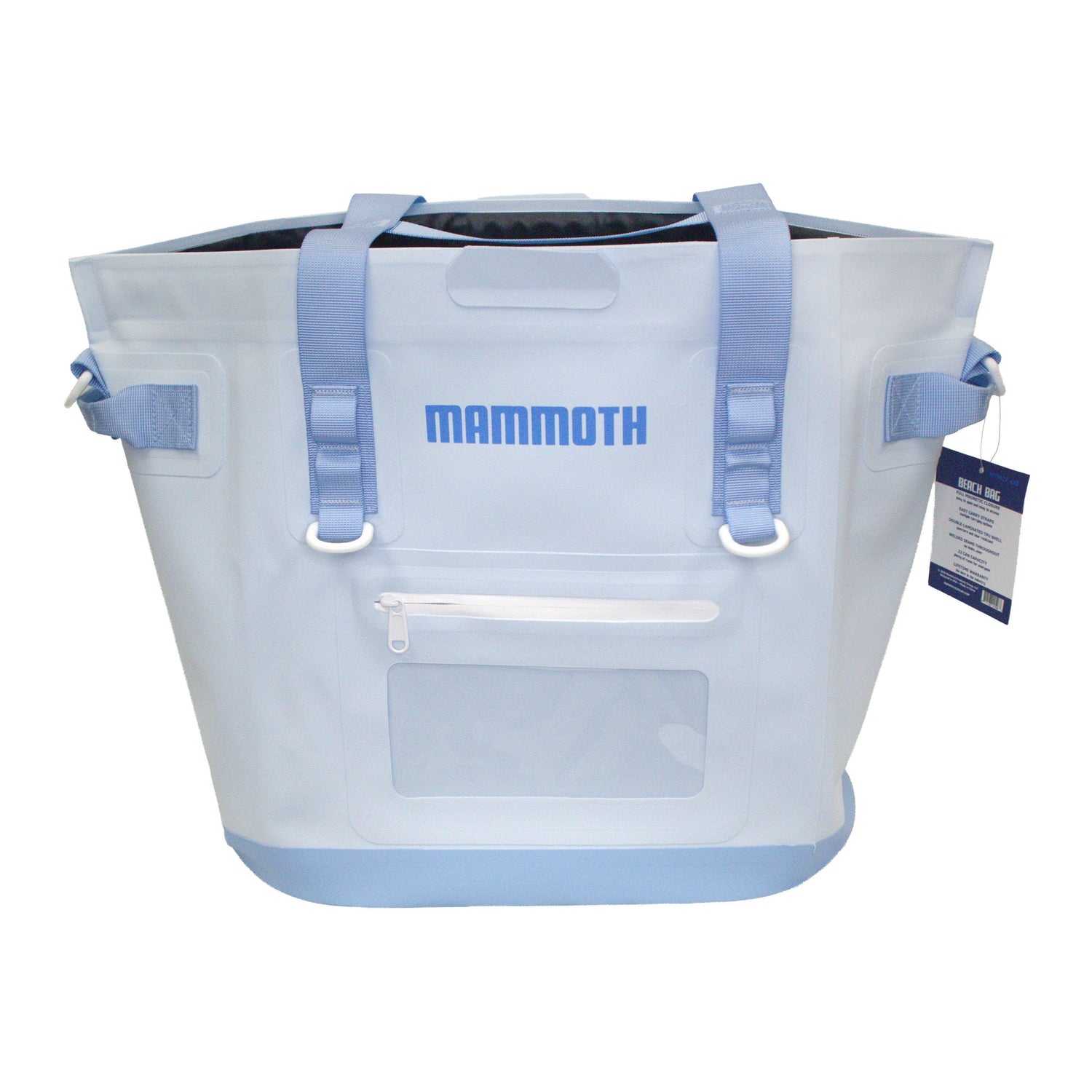 Light blue cooler bag with 'Mammoth' branding on a white background
