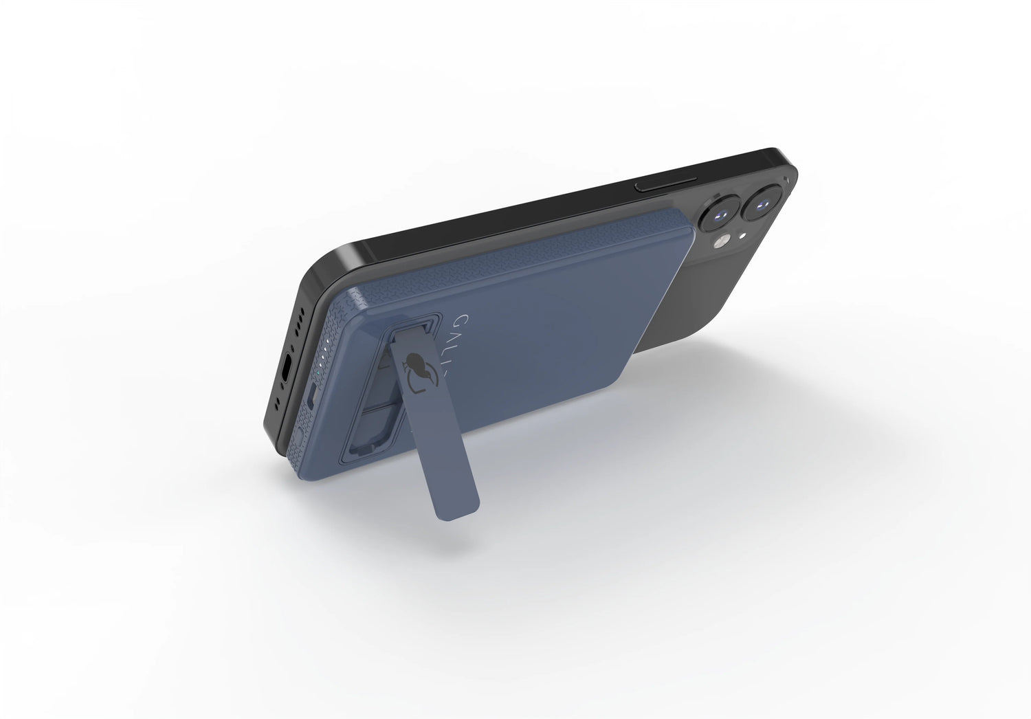 Phone case with stand feature on a white background
