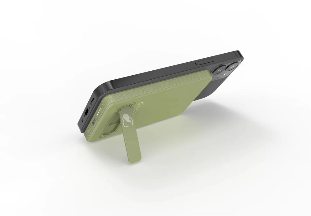 Phone case with stand feature on a white background