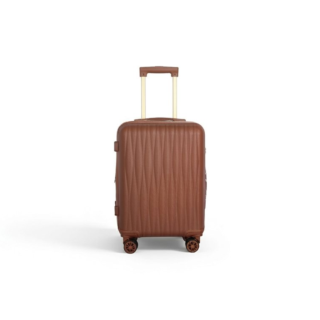 Brown suitcase with a handle on a white background
