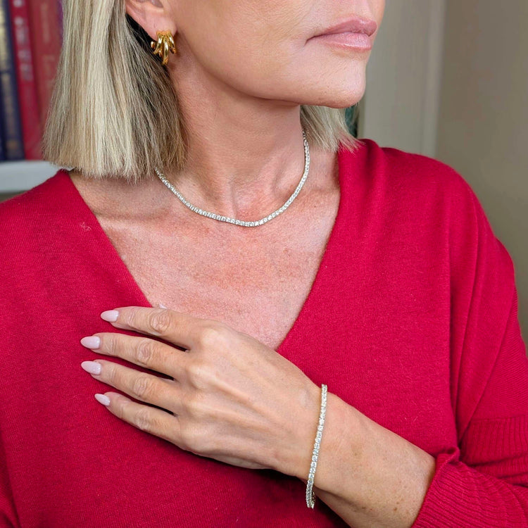 3mm Tennis Necklace, Gold BR