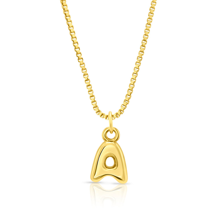 Baby Bubble Initial Necklace, Gold