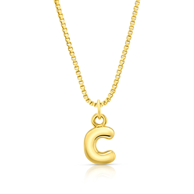 Baby Bubble Initial Necklace, Gold