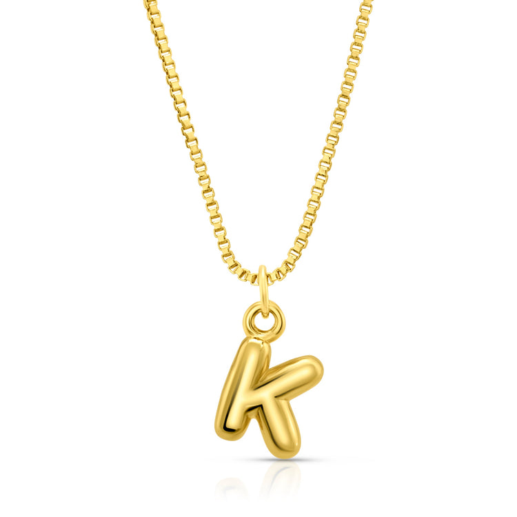 Baby Bubble Initial Necklace, Gold