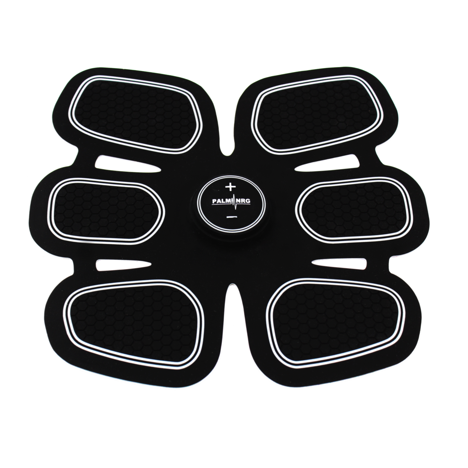 Black abdominal exercise pad with brand logo on a white background