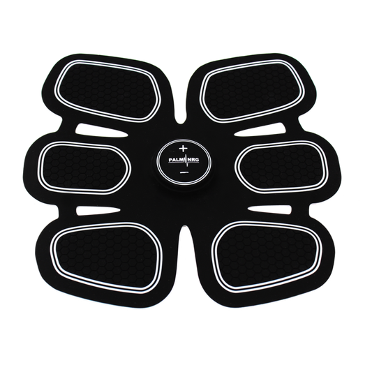 Black abdominal exercise pad with brand logo on a white background