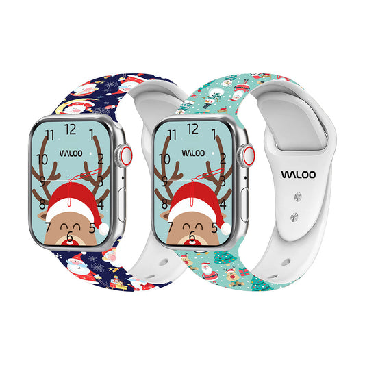 Christmas Themed Silicone Sport Band For Apple Watch  (2 Pack)