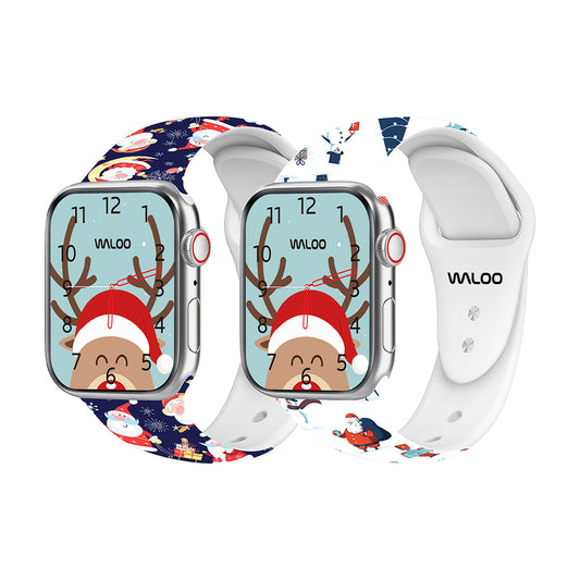 Christmas Themed Silicone Sport Band For Apple Watch  (2 Pack)