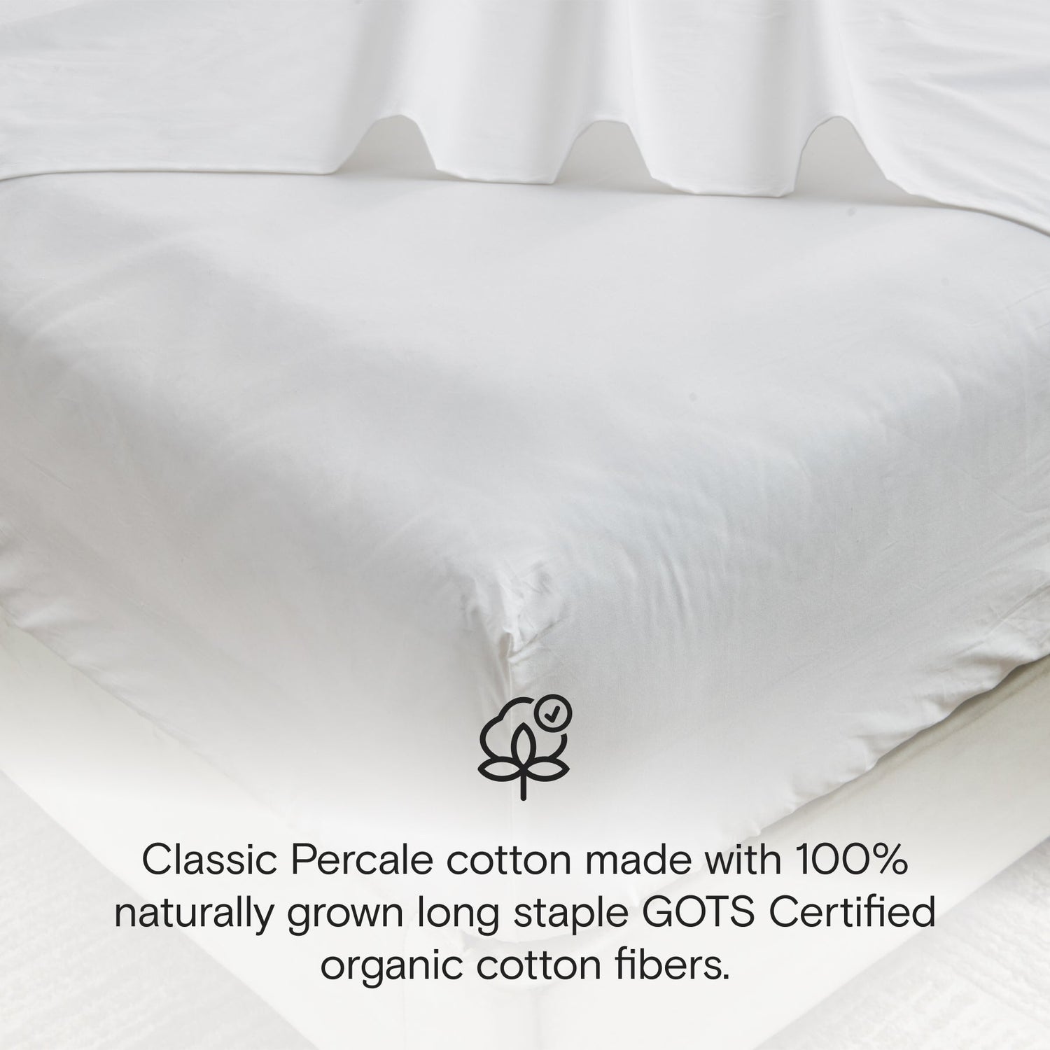 White pillows with GOTS certification logo on a white background