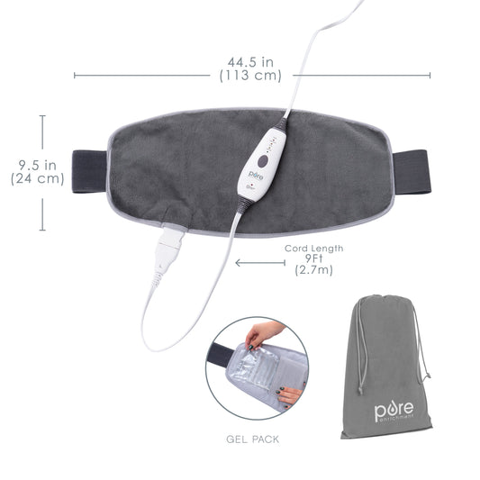 PureRelief Lumbar & Abdominal Heating Pad - Gray