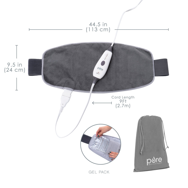 PureRelief Lumbar & Abdominal Heating Pad - Gray