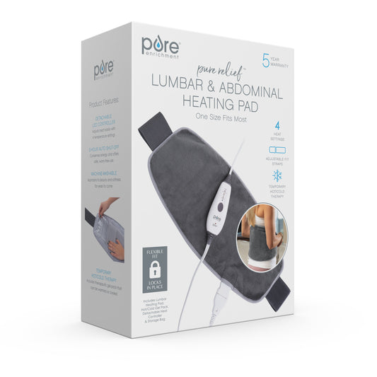 PureRelief Lumbar & Abdominal Heating Pad - Gray