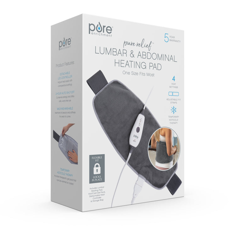 PureRelief Lumbar & Abdominal Heating Pad - Gray