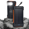 10,000mAh Solar Power Bank with LED Light - Black