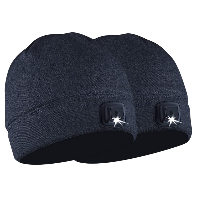 POWERCAP 3.0 Rechargeable Fleece LED Lighted Headlamp Beanies - 2-Pack Bundle (Navy + Navy)