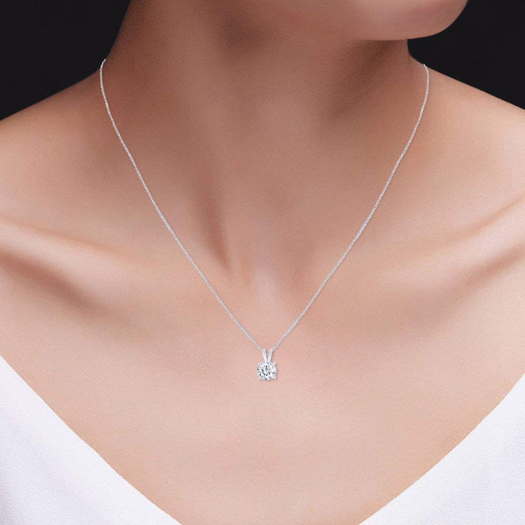 1.50 Ctw Round Lab Grown Diamond Pendant Necklace in 14K Gold – F Color VS Clarity | AGI Certified