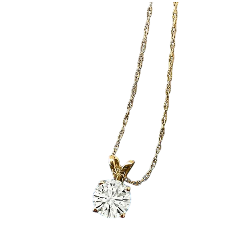 1.50 Ctw Round Lab Grown Diamond Pendant Necklace in 14K Gold – F Color VS Clarity | AGI Certified