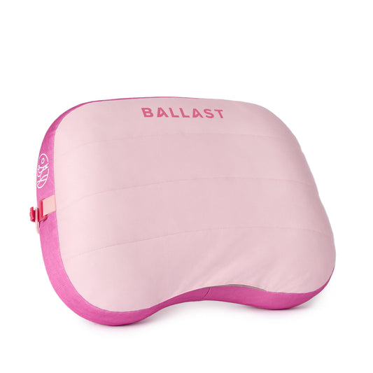 Pink and purple cushion with 'BALLAST' branding on a white background