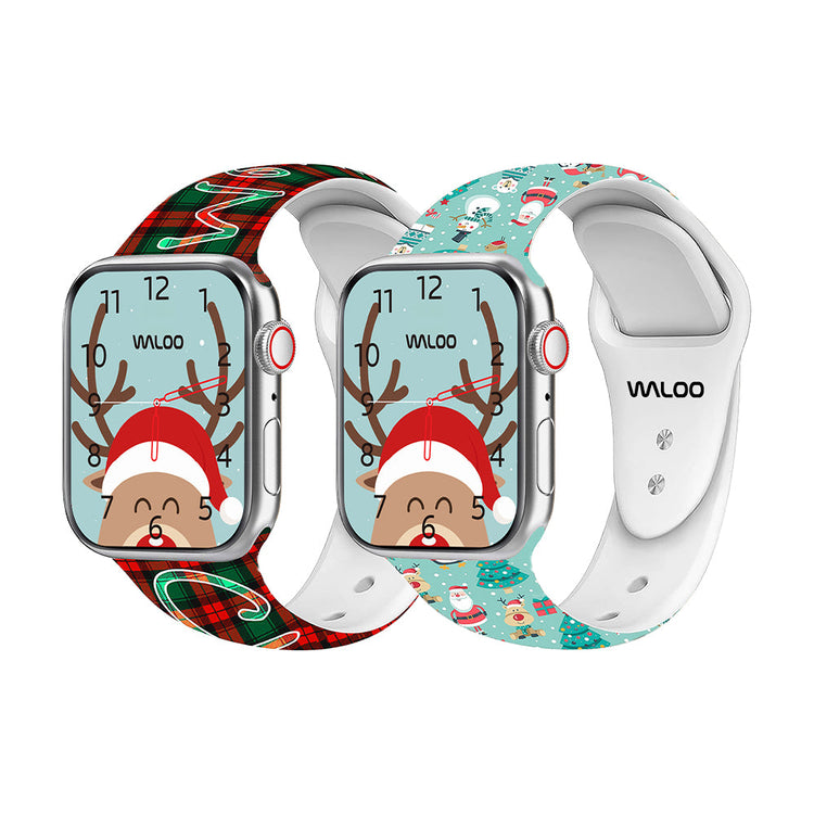 Christmas Themed Silicone Sport Band For Apple Watch  (2 Pack)