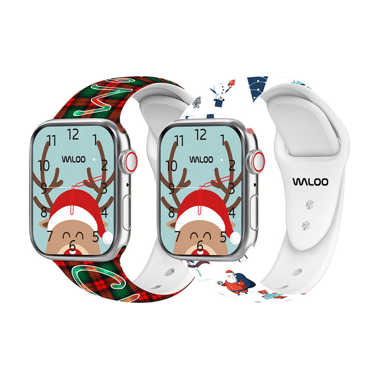 Christmas Themed Silicone Sport Band For Apple Watch  (2 Pack)