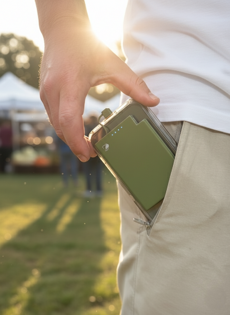 SlimCharge™ 5000mAh Magnetic Power Bank with Built-In Cables (Lighting)