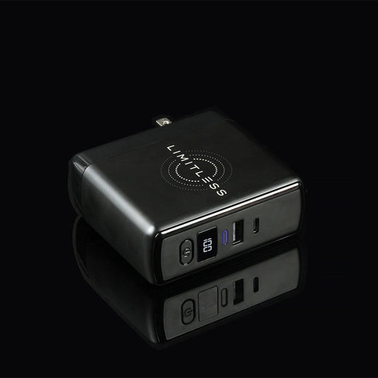 3-In-1 Wall Charger and 10,000mAh Portable Power Bank with Digital Display - Black