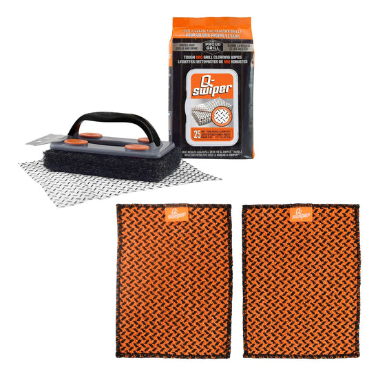 Q-Swiper Easy-Clean Grill Cleaner +  2 Large Scrub Cloths