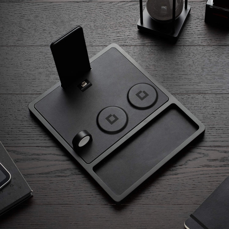 QUAD TRAY Black - 4-in-1 MagSafe Midnight Black Wireless Charger with iPad Stand Support