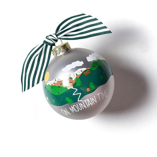 On Mountain Time 100mm Glass Ornament