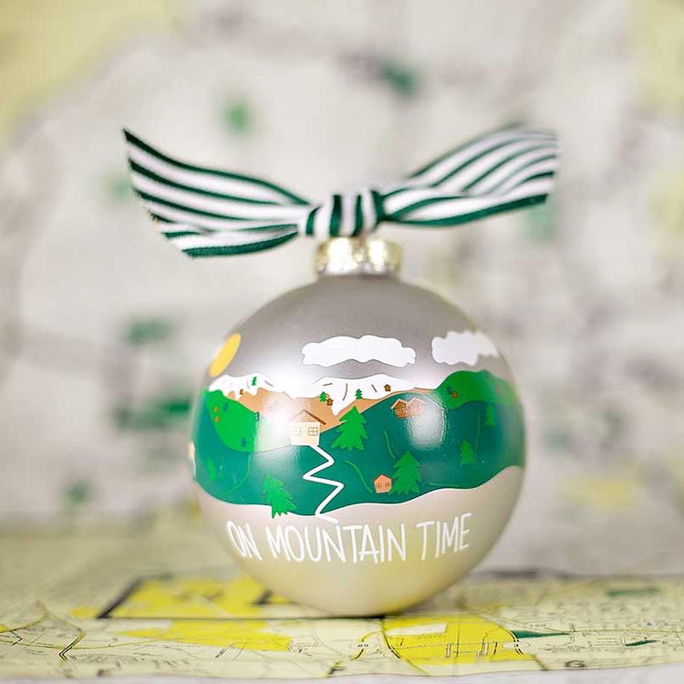 On Mountain Time 100mm Glass Ornament