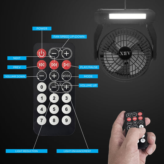 Portable Solar Fan with Speaker and Flashlight