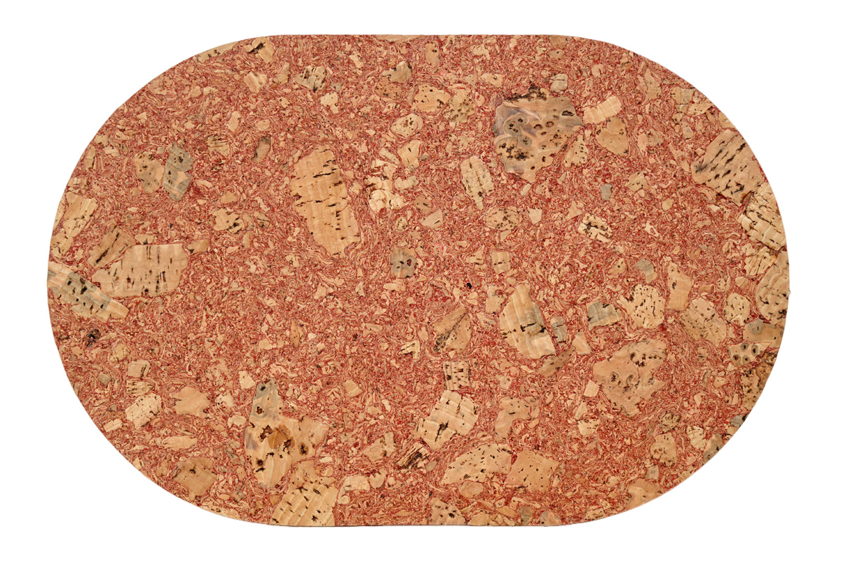 Cork placemat with a natural, earthy pattern on a white background