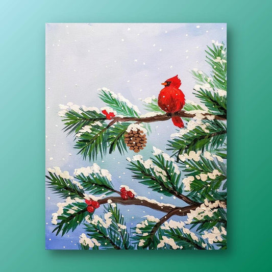 Four winter-themed greeting cards with a blue background, featuring a snowman, gnome, and snowy landscapes.