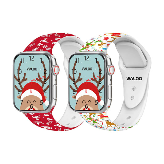 Christmas Themed Silicone Sport Band For Apple Watch  (2 Pack)