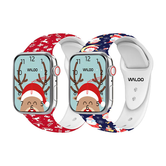 Christmas Themed Silicone Sport Band For Apple Watch  (2 Pack)