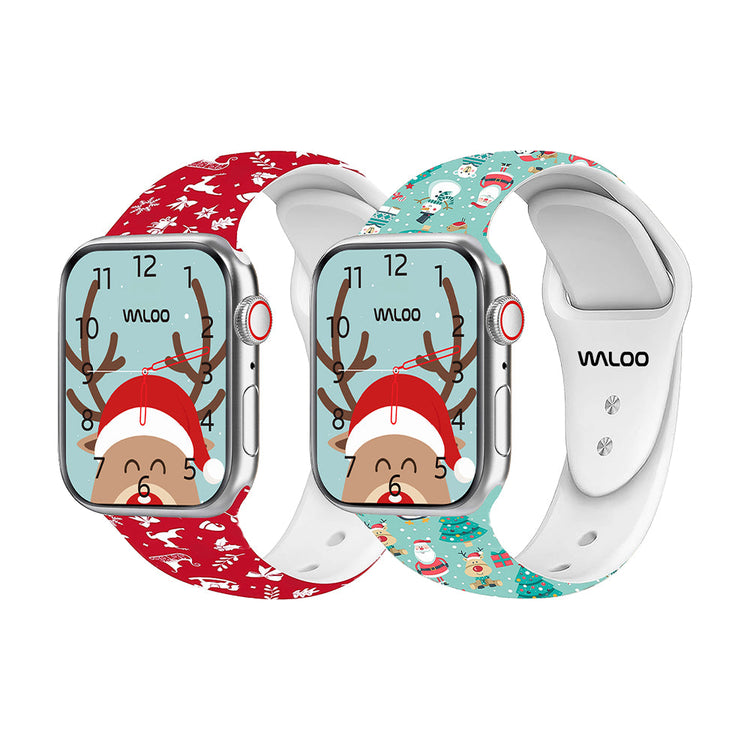 Christmas Themed Silicone Sport Band For Apple Watch  (2 Pack)