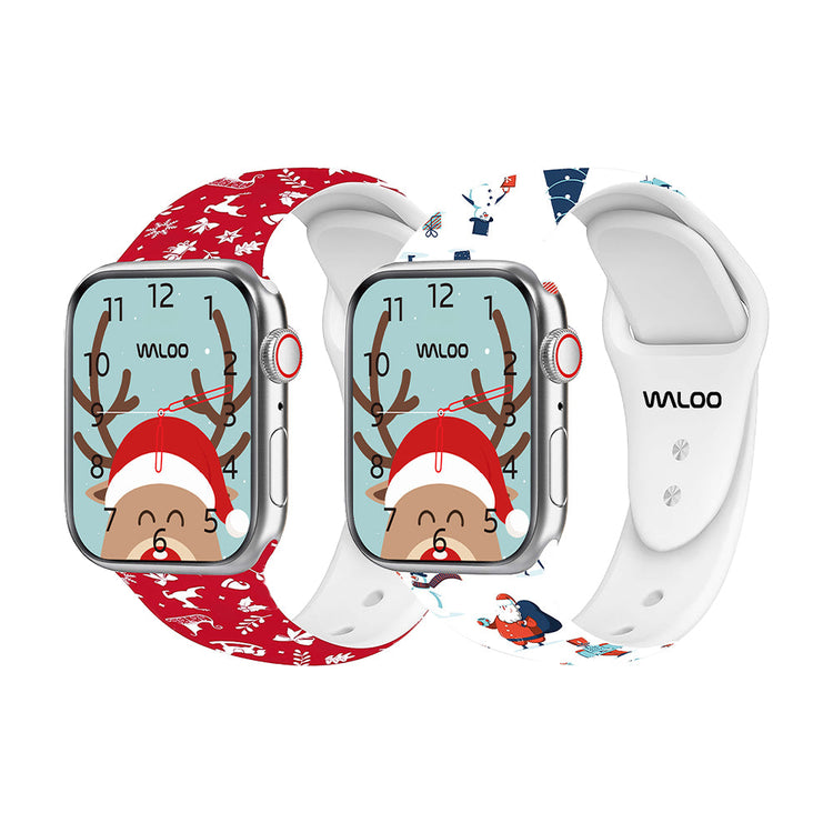 Christmas Themed Silicone Sport Band For Apple Watch  (2 Pack)