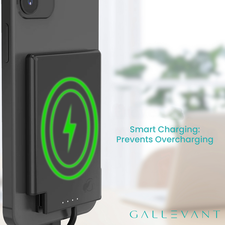 SlimCharge™ 5000mAh Magnetic Power Bank with Built-In Cables (Lighting)