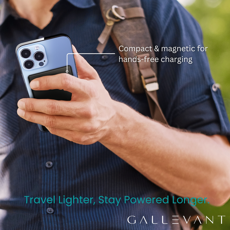 SlimCharge™ 5000mAh Magnetic Power Bank with Built-In Cables (Lighting)