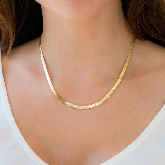 Herringbone Gold Chain Necklace