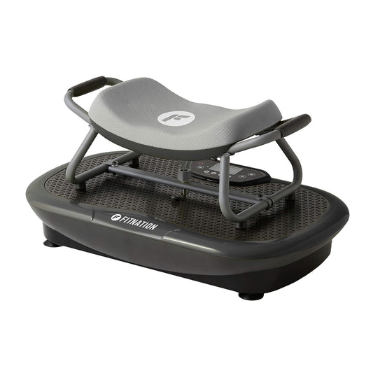 Gray vibration plate with 'Fitnation' branding on a white background