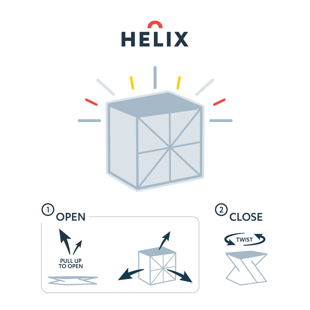 Helix twisting instructions to open lantern